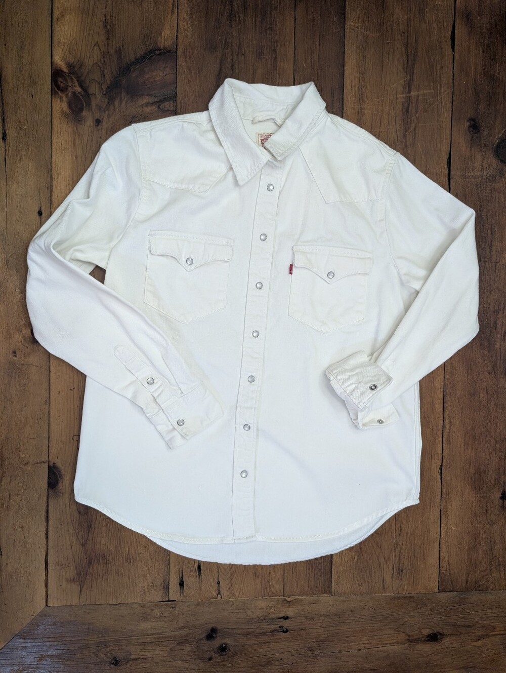 Levi's Ladies White Denim Weatern Pearl Snap Blouse